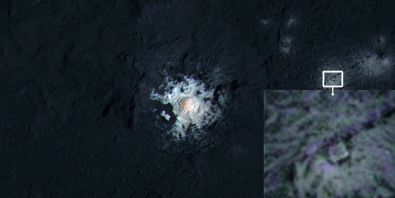 La estructura rectangular de Ceres. Foto: NASA